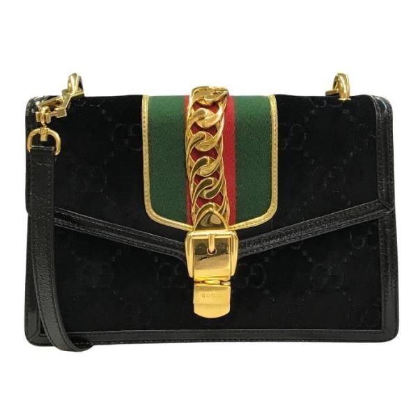 GUCCI GG柄 ワンショルダーバッグ シルバー金具 ベルベット　ベロア GUCCI（グッチ） シルヴィ ショルダーバッグ レディース ベロア GG柄