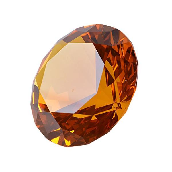 多色透明 水晶 ダイヤモンド 80mm ペーパーウェイト ガラス 文鎮 装飾品 (茶色)【ギフトボックス】