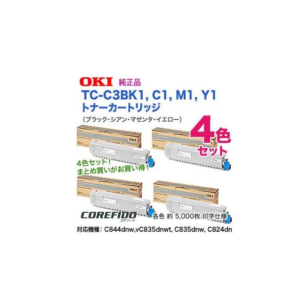 COREFIDO 【純正品 4色セット】 OKIデータ／沖データ TC-C3BK1, C1, M1