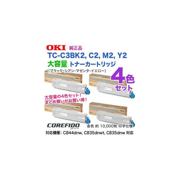 COREFIDO 【純正品 4色セット】 OKIデータ／沖データ TC-C3BK2, C2, M2