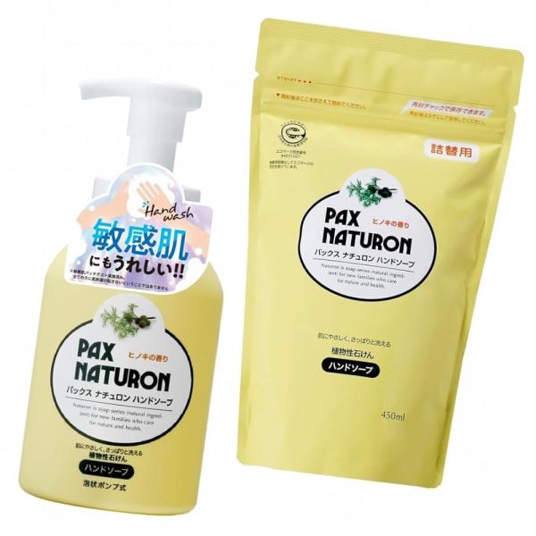2点セット品 パックスナチュロン ハンドソープ 泡状 ポンプ式 260mL ×1個 + 詰替用 450mL ×1個