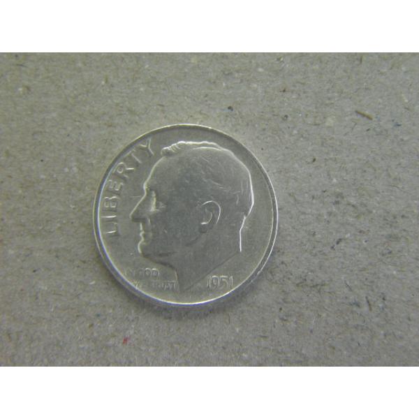195/アメリカ・Roosevelt10セント銀貨1951年S