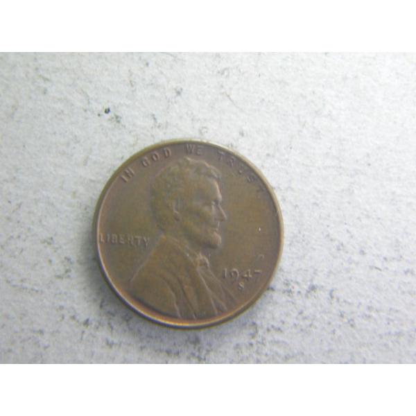 アメリカ合衆国 セントコイン 銅製 A132/アメリカ・Lincoln1セント銅貨1947年S : 緑地コイン