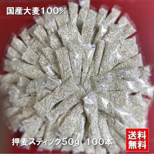 国産 押麦 スティック100本 【送料無料】 ( 健康 腸活 免疫 ダイエット 押し麦 食物繊維 米 炊飯 スープ）麦飯 麦ご飯 麦 大麦ご飯 押し麦50g 家康 お得  小分け