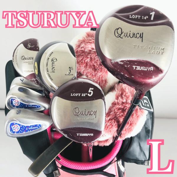 美品 TSURUYA GOLF 初心者に最適 レディースゴルフクラブ8本セット レディース TSURUYA ツルヤ ゴルフセット クラブ セット 初心者