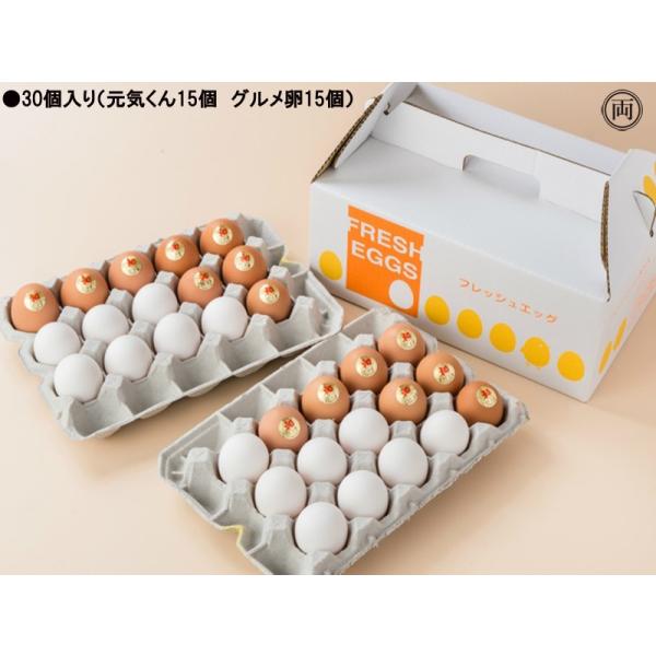 卵は餌によって味は変わるんです！！野菜たまご 元気くんとグルメ卵 和の食べ比べセット■入数：30個入り（元気くん15個　グルメ卵15個）●野菜たまご元気くん臭みが少なく味が濃い卵、花井養鶏場の卵では一番ご利用いただいています。※野菜たまご ...