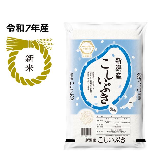 新米 令和7年産 こしひかりの血統を受け継ぐ 新潟産 こしいぶき 5kg 精米 お米 ご飯 ライス おにぎり