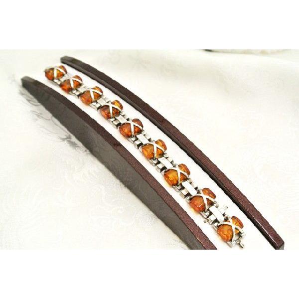 琥珀 コハク アンバー ブレスレット シルバーデザイン 天然石