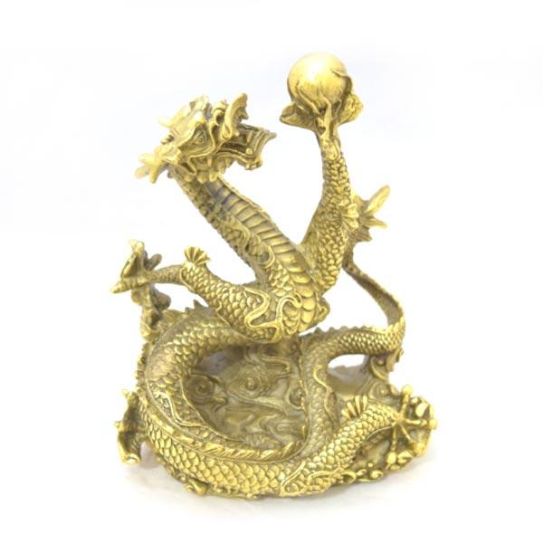 辰 龍の置物 銅製 19cm 風水インテリア 竜