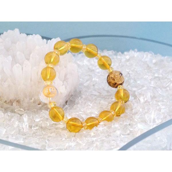 金彫り梵字 水晶 龍彫り タイガーアイ シトリン 天然石ブレス : 横浜