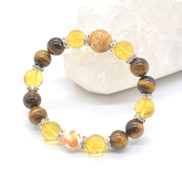 大黒天 木製彫り物パーツ 金運御守ブレスレット 金龍彫りホワイト