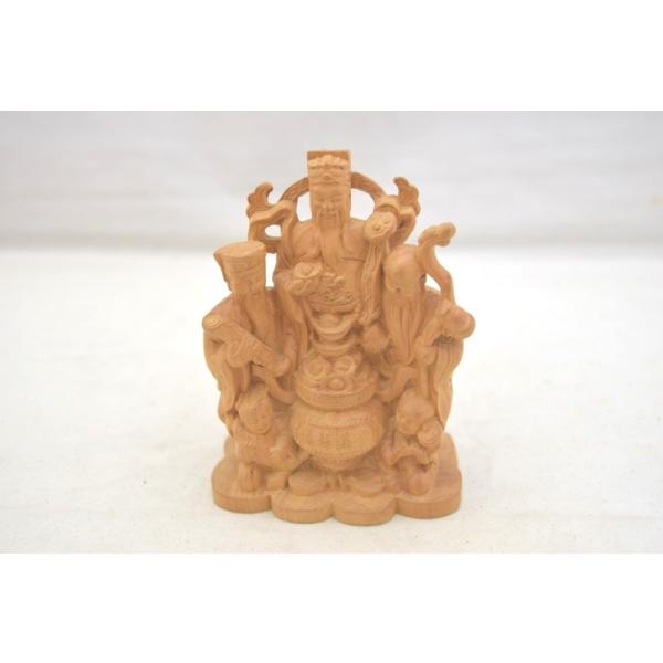 福禄寿講堂 木製置物 木彫り 幸福 財産 長寿 元宝 瓢箪 10cm : 横浜