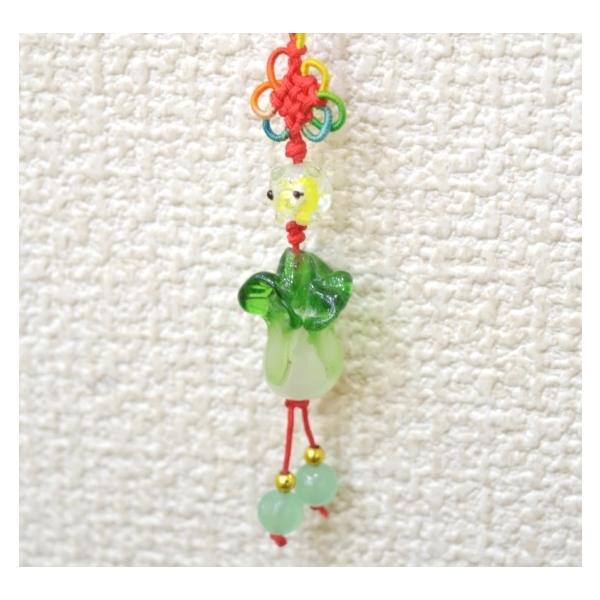 白菜の形 陶器 置物 ストラップ付き 白菜の形 陶器 置物 ストラップ付き