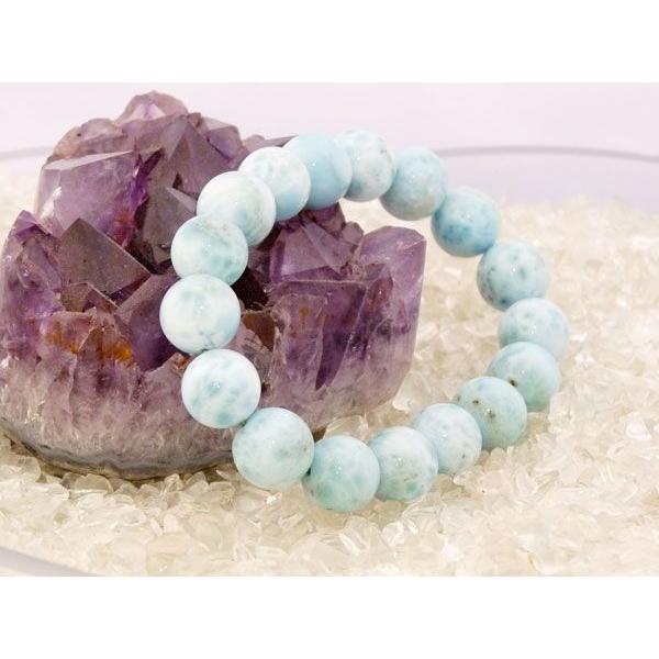 ラリマー 曹灰針石 パワーストーン 天然石ブレスレット 12mm玉 : 横浜