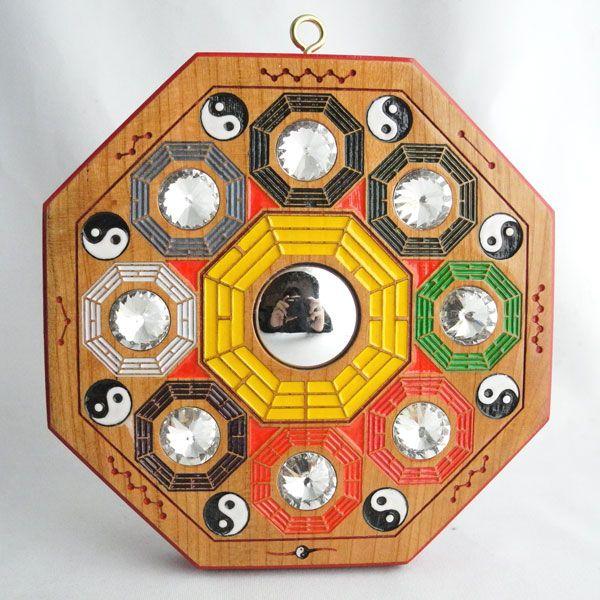 彩絵九宮八卦鏡 木製置物 小 : 横浜中華街龍 - 通販 - Yahoo!ショッピング