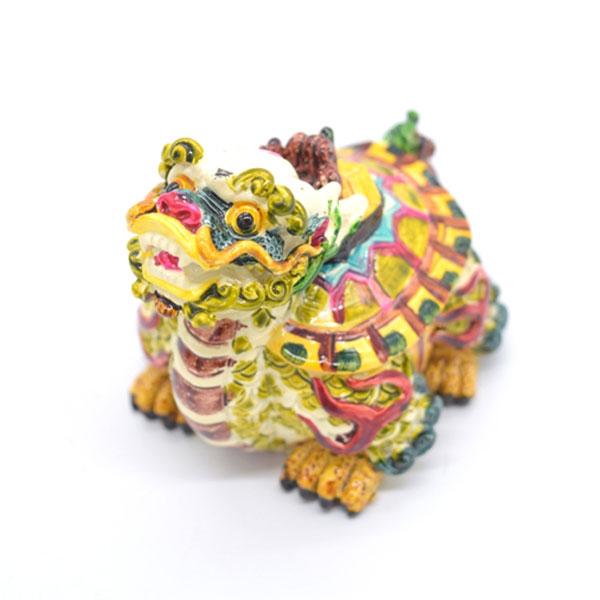 龍亀 ドラゴンタートル ロングイ カラフル 樹脂製置物 彩色済み 6.5cm