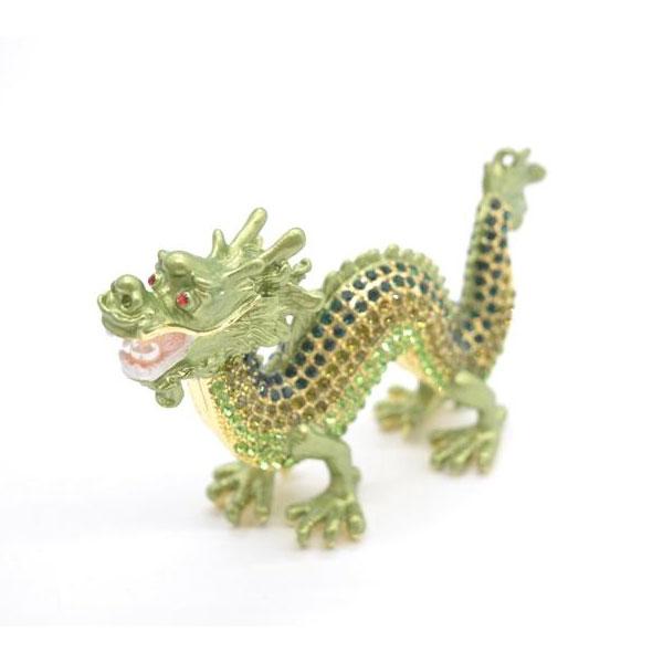 辰 龍の置物 七宝焼き 緑 6cm 五本爪 玄関 風水インテリア 竜 : 横浜 