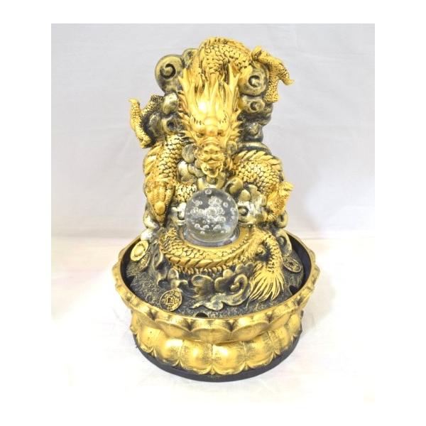龍 竜 開運双龍 噴水置物 樹脂製 総合運 インテリア 25cm