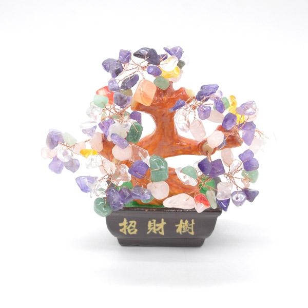 招財樹 6種類MIXパワーストーン 15cm 天然石置物 風水インテリア