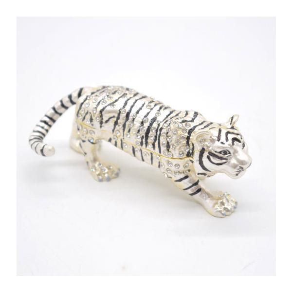 白虎 七宝 金属製置物 小物入れ ラインストーン付 4.5cm