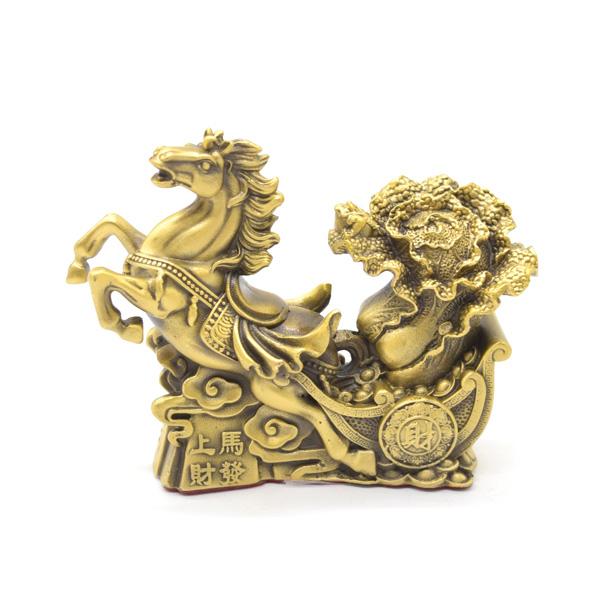 十二支 干支 馬 白菜 置物 銅製 午 うまくいく 9cm 馬上發財 : 横浜