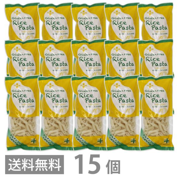 PLUS グルテンフリー ライスパスタ ペンネ リガーテ 130g ×15 送料無料 白米 小麦不使用 米粉麺 乾麺 国産