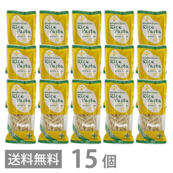 PLUS グルテンフリー ライスパスタ マカロニ 130g ×15 送料無料 白米 小麦不使用 米粉麺 乾麺 国産