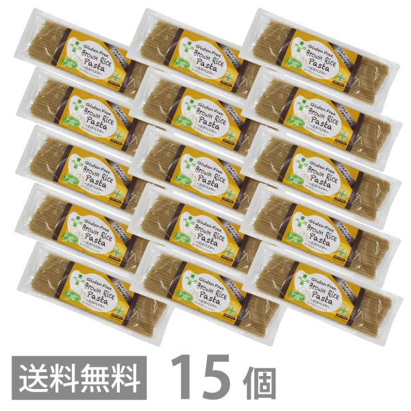 PLUS グルテンフリー ブラウンライスパスタ スパゲッティ 200g ×15 太さ1.3mm 送料無料 スパゲティ 玄米 小麦不使用 米粉麺 乾麺 国産