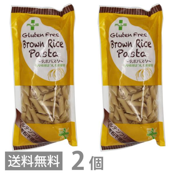 PLUS グルテンフリー ブラウンライスパスタ ペンネ リガーテ 130g ×2 送料無料 玄米 小麦不使用 米粉麺 乾麺 国産