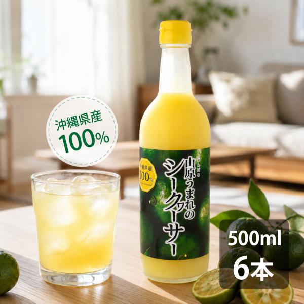 山原うまれの シークワーサー 500ml ×6本 シークヮーサー 原液 ジュース 沖縄産 100% ストレート ノビレチン