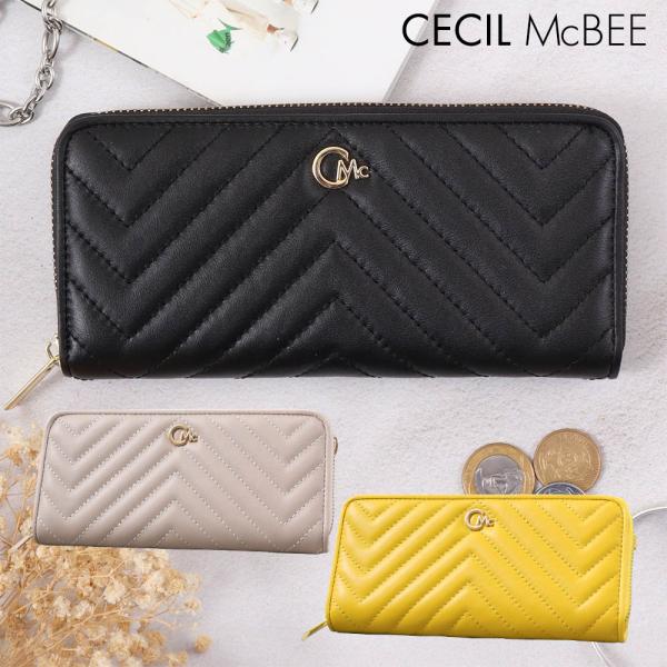 SALE！ セシルマクビー CECIL McBEE 財布 長財布 レディース ラウンドファスナー キルトウォレット 羊革 ラムレザー キルティング CM122092 爆買