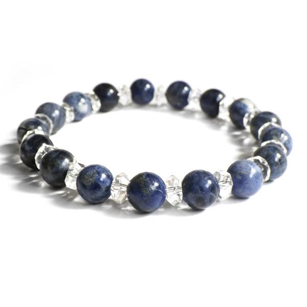 ソーダライト[方曹達石]と水晶のブレスレット 8mm玉 ソーダライト 水晶