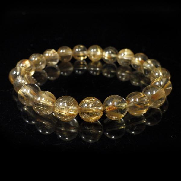 ルチルクォーツ ブレスレット 9mm玉 内周16.5cm 天然石 パワーストーン