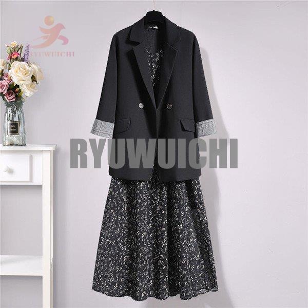 プリーツ ワンピーススーツ レディース 花柄 ワンピース スーツ テーラード ノーカラー ジャケット セットアップ 春秋 おしゃれ 着痩せ 細身 通勤 上品 プリーツ ワンピーススーツ レディース 花柄 ワンピース スーツ