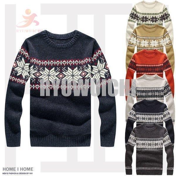 セーター ニット メンズ トップス クルーネック 雪柄 クリスマスセーター ジャガード セーター ニット メンズ トップス クルーネック 雪柄 クリスマス
