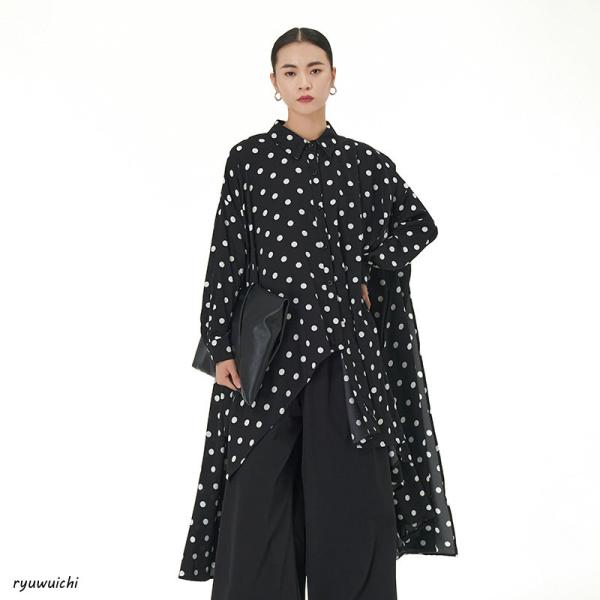 ワンピース レディース ロング丈 千鳥格子 総柄 柄物 モード系 クール