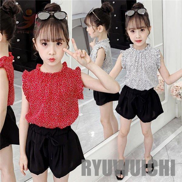 韓国女子FJ 水色 花柄 ノースリブシャツ スカート セットアップ