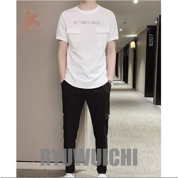 春夏 セットアップ 半袖Tシャツ ロング丈パンツ 長ズボン 2点セット ジャージ スポーツウェア カジュアル 20代 30代 学生リラックス 部屋着  運動着 上下セット