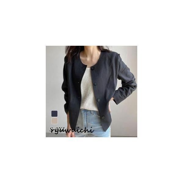 ■商品名ノーカラージャケット レディース 夏 アウター 長袖 ミディアム丈 羽織り きれいめ 韓国風 ミセス 通勤 20代 30代 40代 新作 おしゃれ■サイズS/M/L/XL/2XL■カラーネイビー/ベージュ■実寸(cm)約《サイズ》肩...