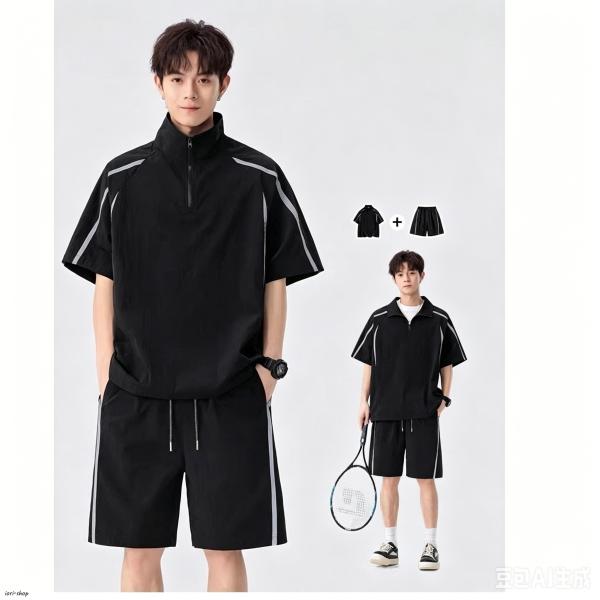  ジャージ上下＋ハーフパンツ３点セット Oサイズ ジャージ 上下 メンズ 上下セット 半袖ジップパーカ×ハーフパンツ UV