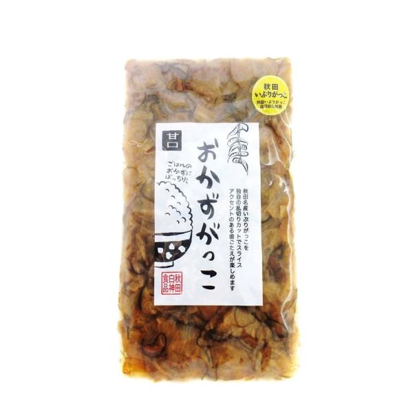 秋田名物のいぶりがっこを食べやすい大きさに乱切りカットし、細切り昆布を加え、鰹節風のタレで味付けしました。ご飯にかけてヨシ！お酒のおつまみにヨシ！なんにでも合う、最強おかずです！甘めの味付けですので、お子様にも喜んでいただけるかと思います。...