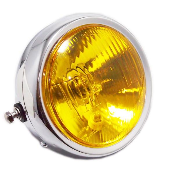 【互換品】　SUZUKI スズキ GN125H　ヘッドライト メッキ ハロゲンバルブ 透明 イエローレンズ 他車流用にも
