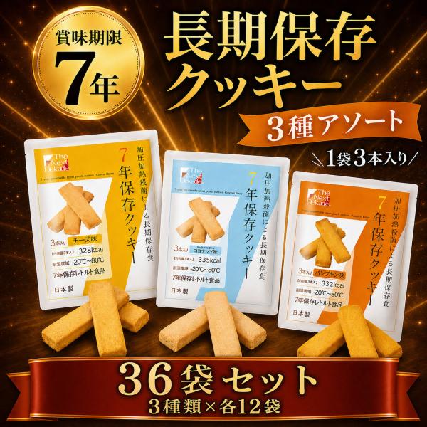 保存食 7年 長期 保存 クッキー ビスケット 36袋 まとめ買い 水 お湯 調理 不要 そのまま食べられる 非常食 防災 セット