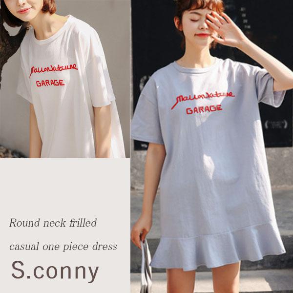 ワンピース レディース 夏 半袖 Tシャツ ひざ上 かわいい フレア ティーンズファッション 10代 代 中学生 高校生 ファッション 女子 韓国 D038 S Conny 通販 Yahoo ショッピング