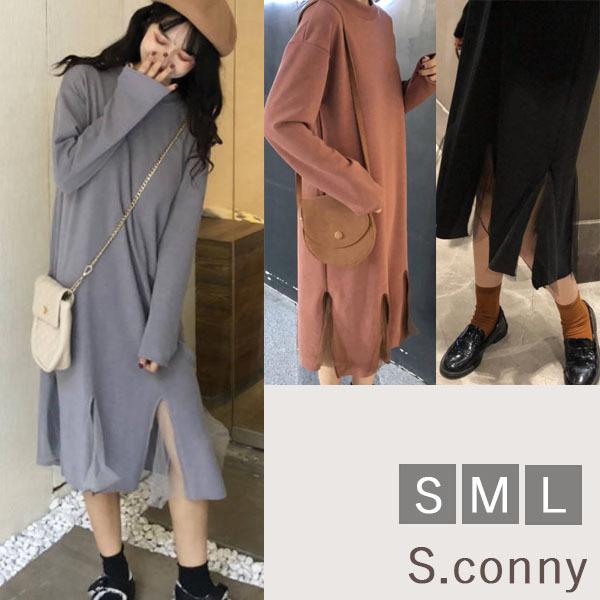 ワンピース レディース 秋 長袖 きれいめ ロング シンプル 中学生 高校生 ファッション 女子 かわいい おしゃれ ティーンズファッション 韓国 D043 S Conny 通販 Yahoo ショッピング