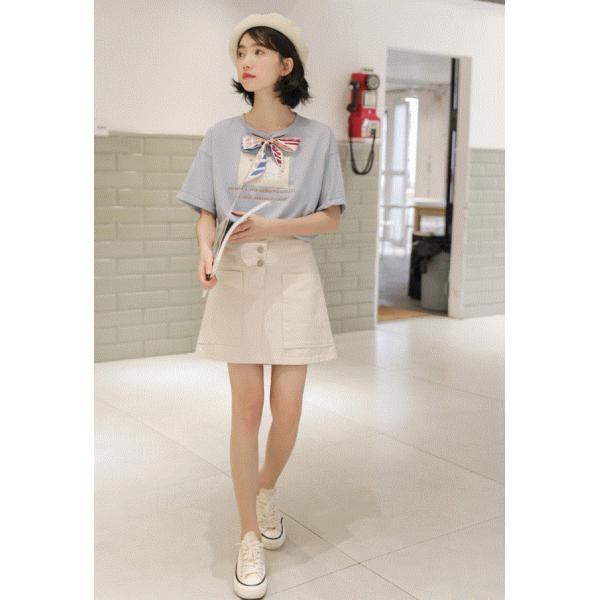 Tシャツ トップス カットソー レディース 半袖 夏 夏服 おしゃれ かわいい ティーンズファッション 中学生 高校生 女子 私服 流行 韓国 T048 S Conny 通販 Yahoo ショッピング