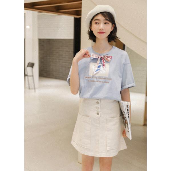 Tシャツ トップス カットソー レディース 半袖 夏 夏服 おしゃれ かわいい ティーンズファッション 中学生 高校生 女子 私服 流行 韓国 T048 S Conny 通販 Yahoo ショッピング