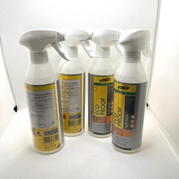 TOKO ECO PROOF Soft Shell ソフトシェルプルーフ 500ml×4本セット高性能のフリースや伸縮性ソフトシェルウェア専用 エコロジカル撥水スプレーです。保温性・透湿性をそのままに、撥水・撥汚性をケアします。フッ素成分を...