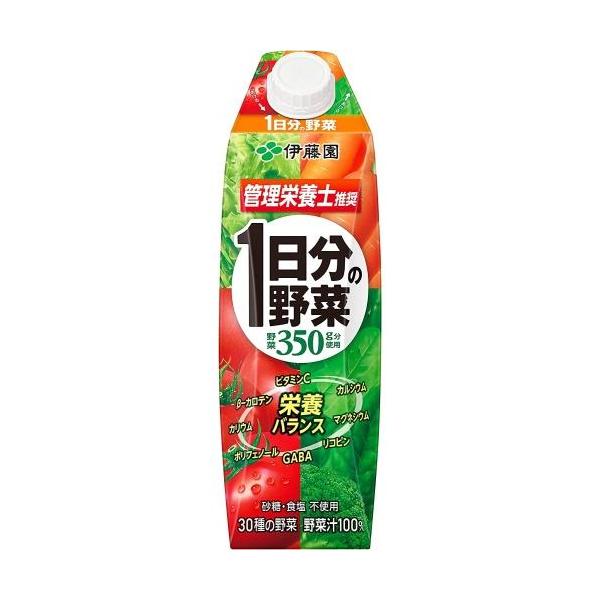 他サイト： 伊藤園 1日分の野菜 紙パック  屋根型キャップ付容器 1000ml×6本（1ケース）の商品画像