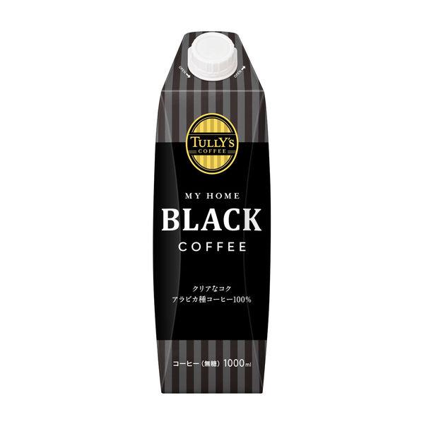 他サイト： 伊藤園 TULLY’S COFFEE MY HOME BLACK COFFEE 紙パック  屋根型キャップ付容器 1000ml ×6本（1ケース）の商品画像